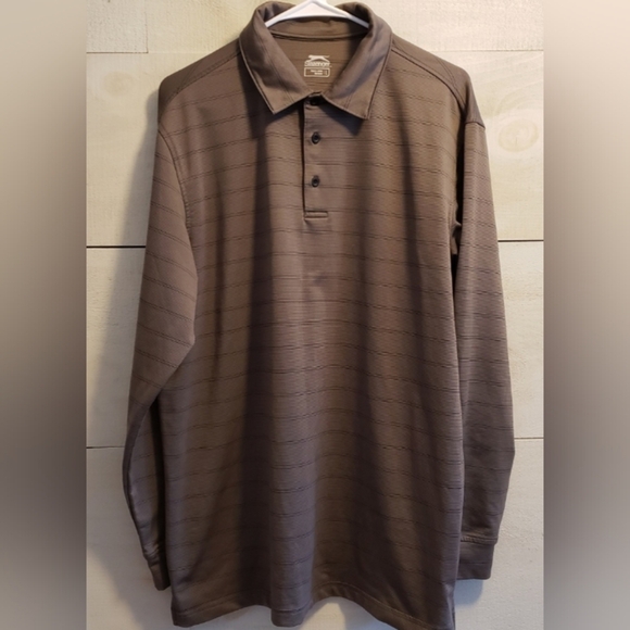 Slazenger Golf Men's Long Sleeve Hydro Dri + UV Breathable Polo Shirt Size Large - Picture 2 of 7